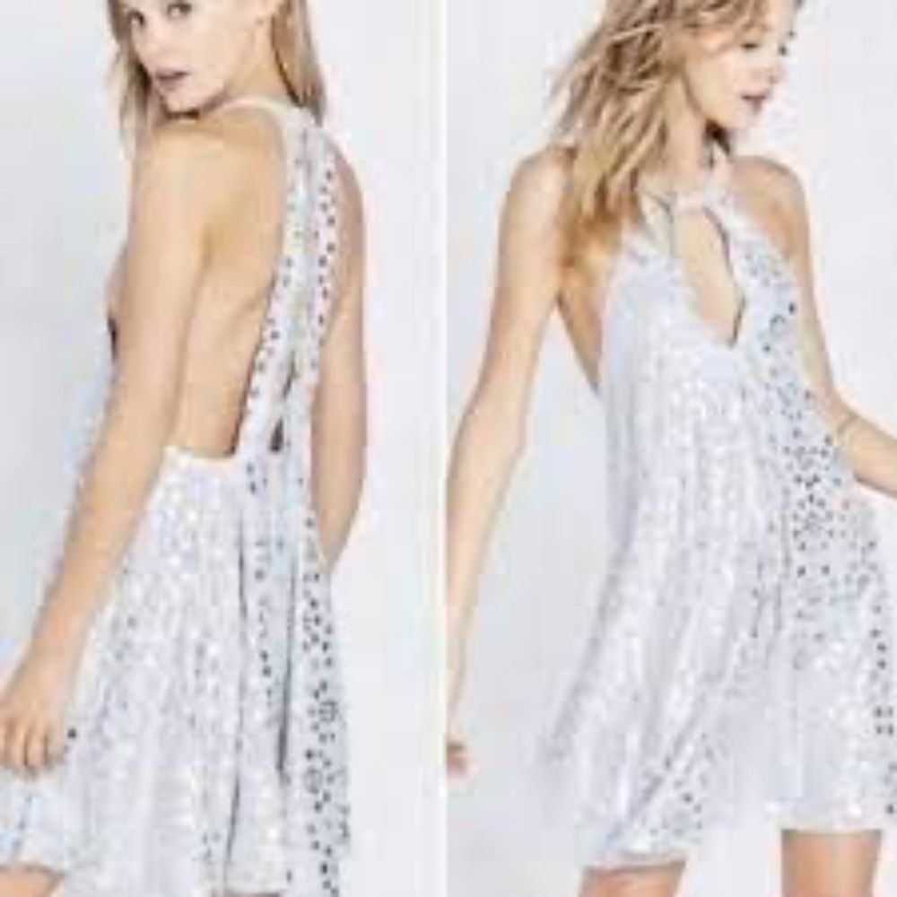 Urban Outfitters Kimchi Blue NWT Stars Above Slate/Silver Beaded Neck Dress Sz S